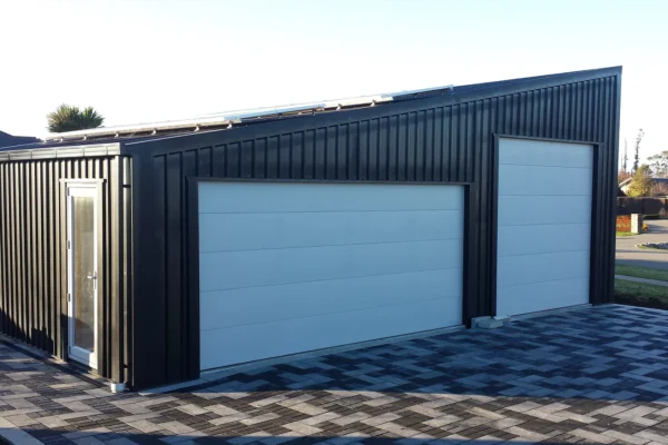 Skillion roof double garage